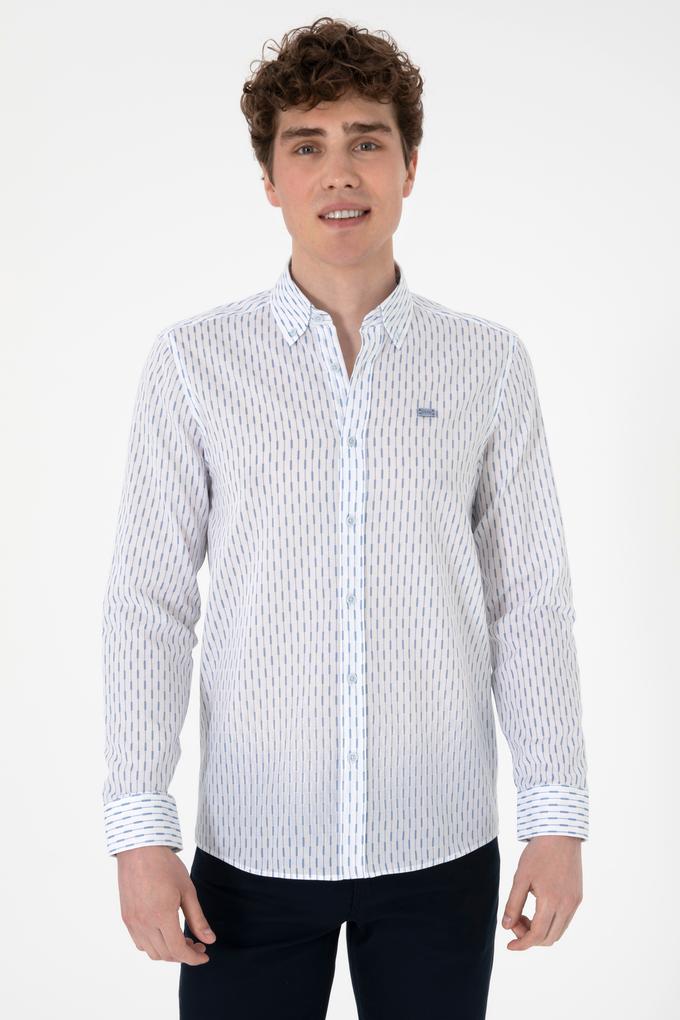 Erkek Mavi Uzun Kollu Gömlek