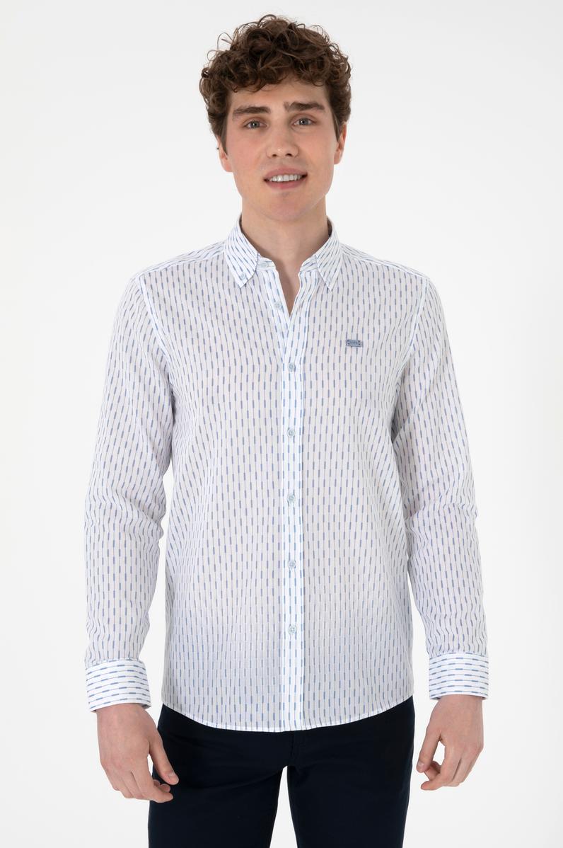 Erkek Mavi Uzun Kollu Gömlek