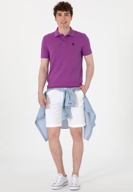 Erkek Slim Fit Polo Yaka Menekşe Basic Tişört - 50297984164
