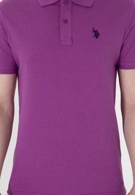 Erkek Slim Fit Polo Yaka Menekşe Basic Tişört - 50297984164