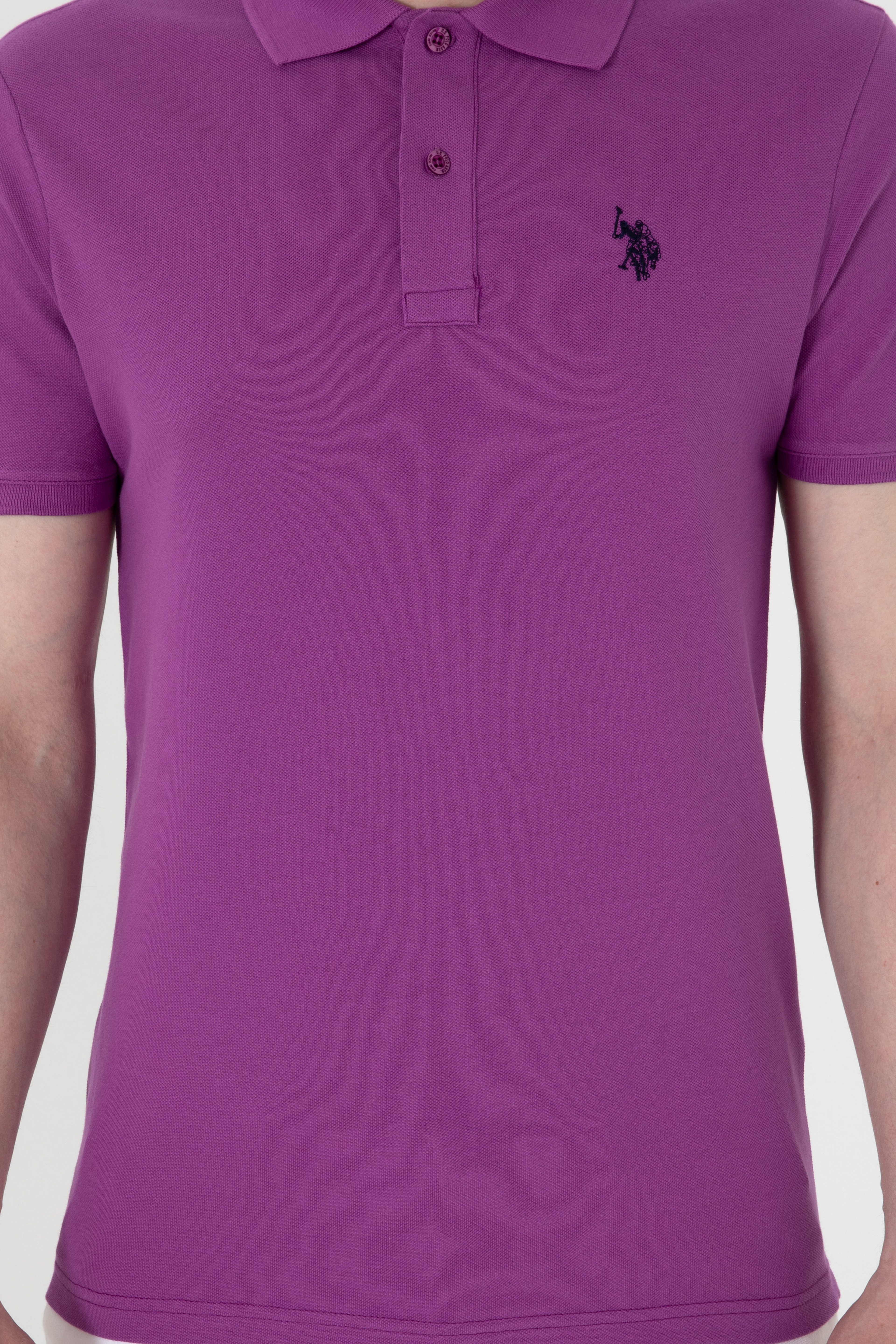 Erkek Slim Fit Polo Yaka Menekşe Basic Tişört - Image 6