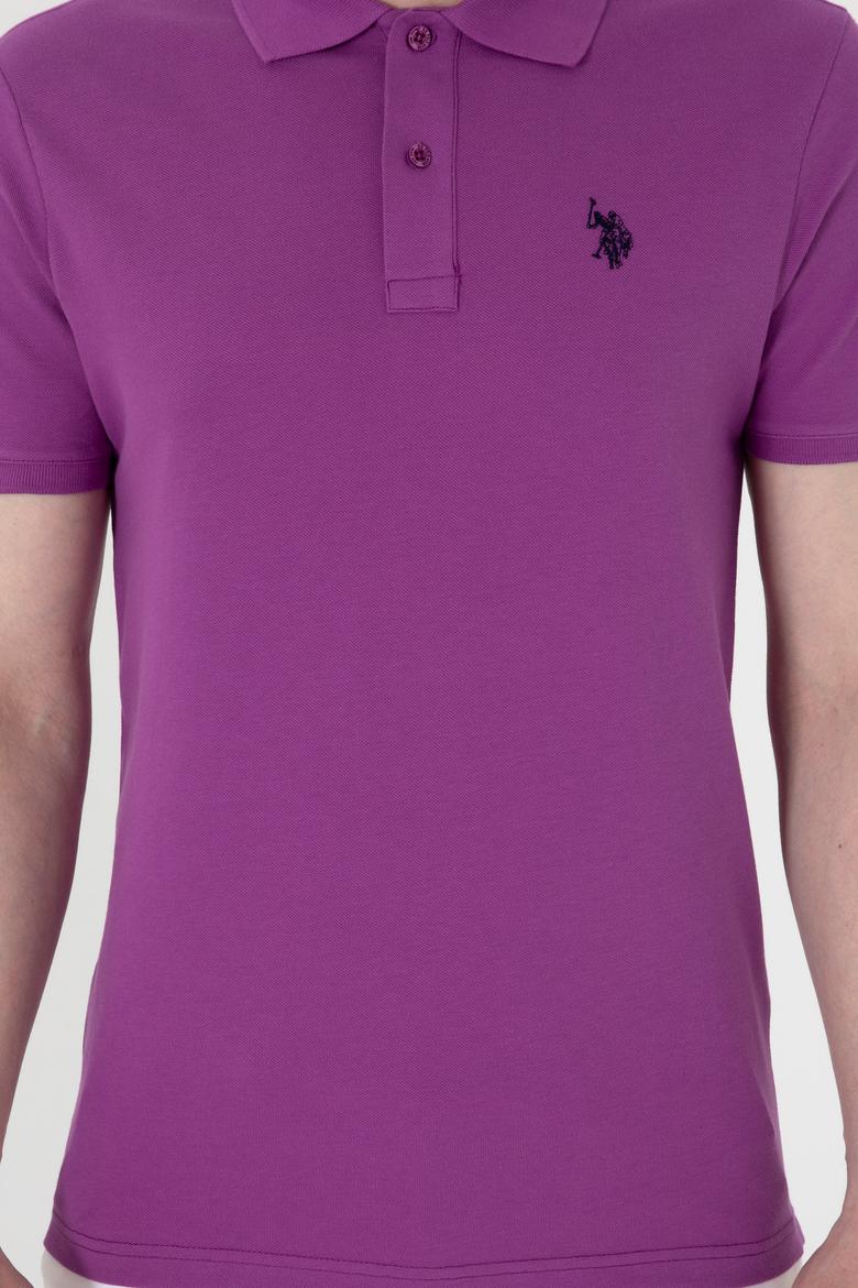 Erkek Slim Fit Polo Yaka Menekşe Basic Tişört - 50297984164