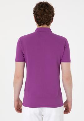 Erkek Slim Fit Polo Yaka Menekşe Basic Tişört - 50297984164