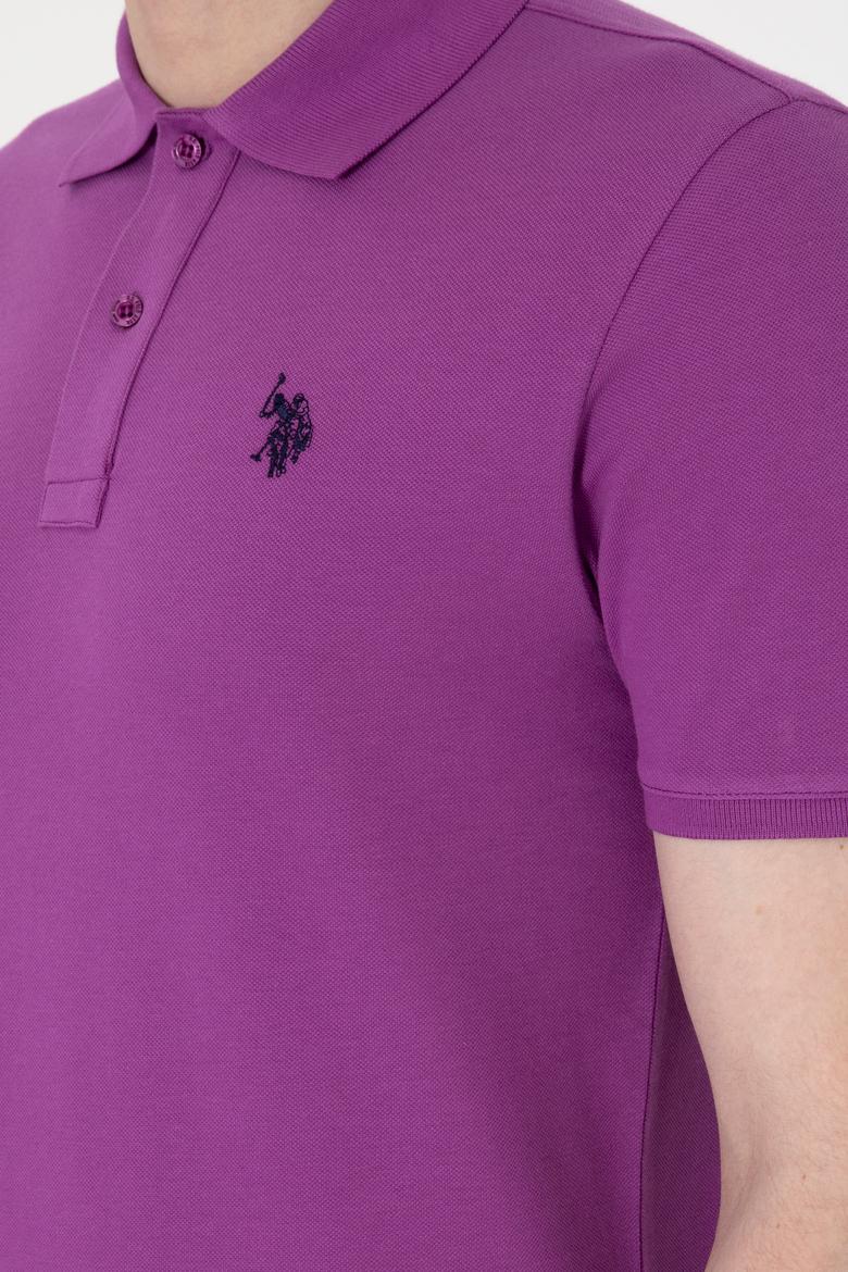 Erkek Slim Fit Polo Yaka Menekşe Basic Tişört - 50297984164