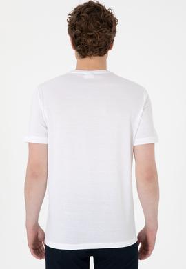 Erkek Regular Fit Bisiklet Yaka Beyaz Basic Tişört - 50297999001