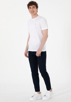 Erkek Regular Fit Bisiklet Yaka Beyaz Basic Tişört - 50297999001