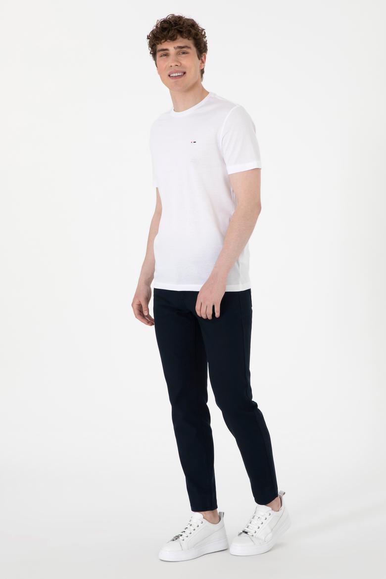 Erkek Regular Fit Bisiklet Yaka Beyaz Basic Tişört - 50297999001