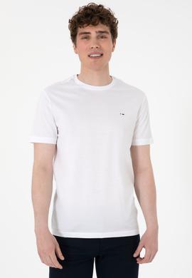 Erkek Regular Fit Bisiklet Yaka Beyaz Basic Tişört - 50297999001