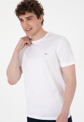 Erkek Regular Fit Bisiklet Yaka Beyaz Basic Tişört - 50297999001