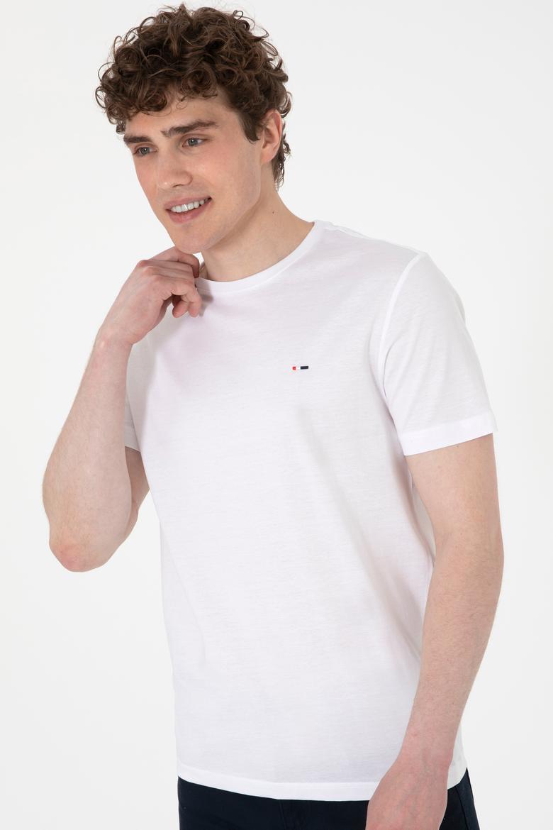 Erkek Regular Fit Bisiklet Yaka Beyaz Basic Tişört - 50297999001