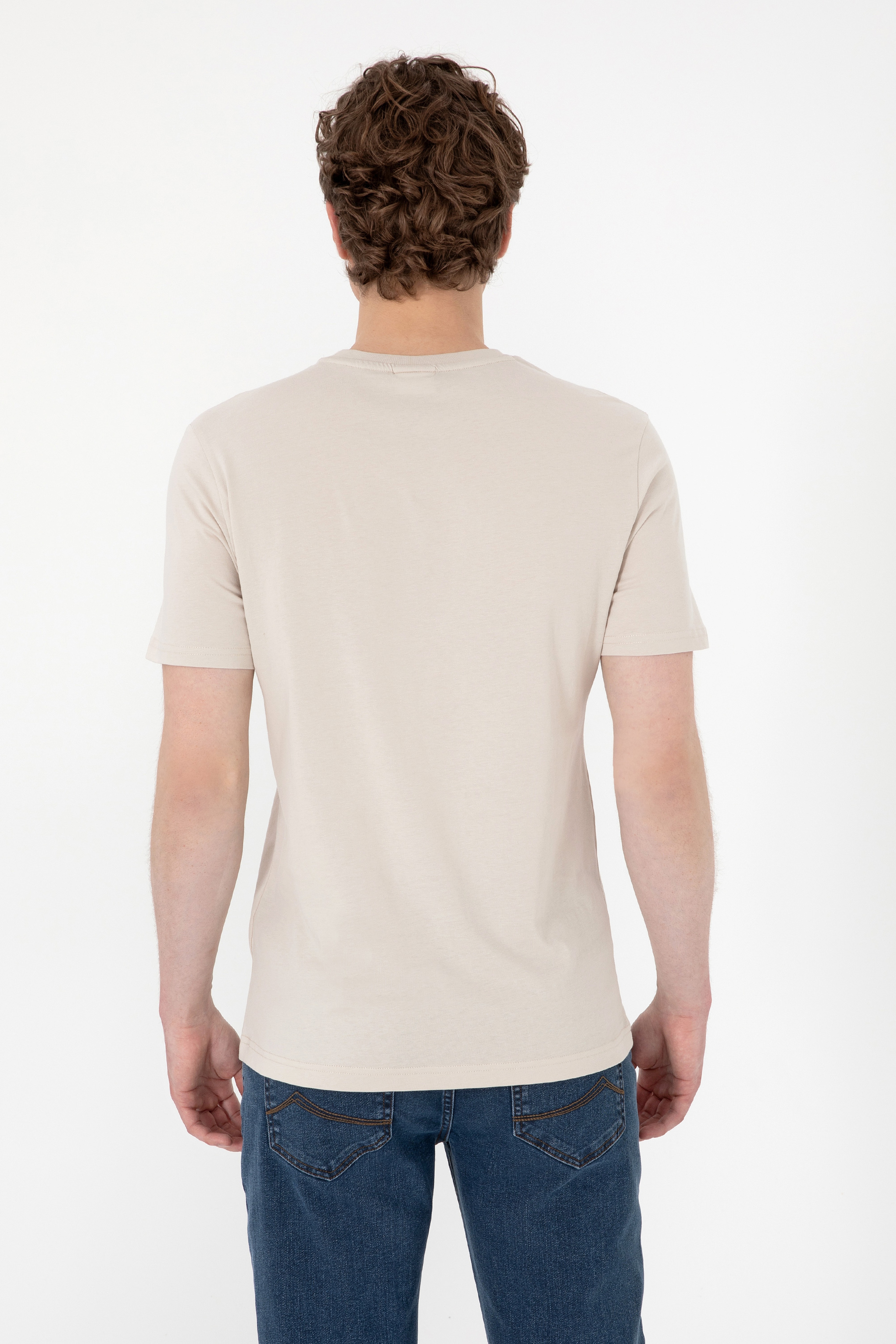 Erkek Regular Fit Bisiklet Yaka Taş Basic Tişört