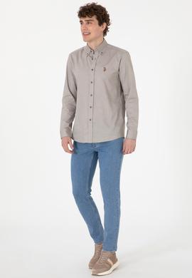 Erkek Vizon Uzun Kollu Basic Gömlek - 50297981040