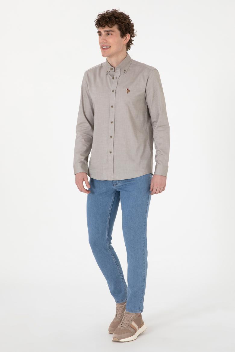 Erkek Vizon Uzun Kollu Basic Gömlek - 50297981040