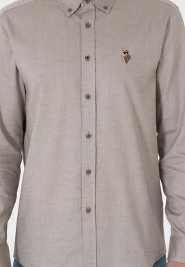 Erkek Vizon Uzun Kollu Basic Gömlek - 50297981040