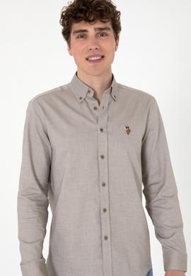 Erkek Vizon Uzun Kollu Basic Gömlek - 50297981040
