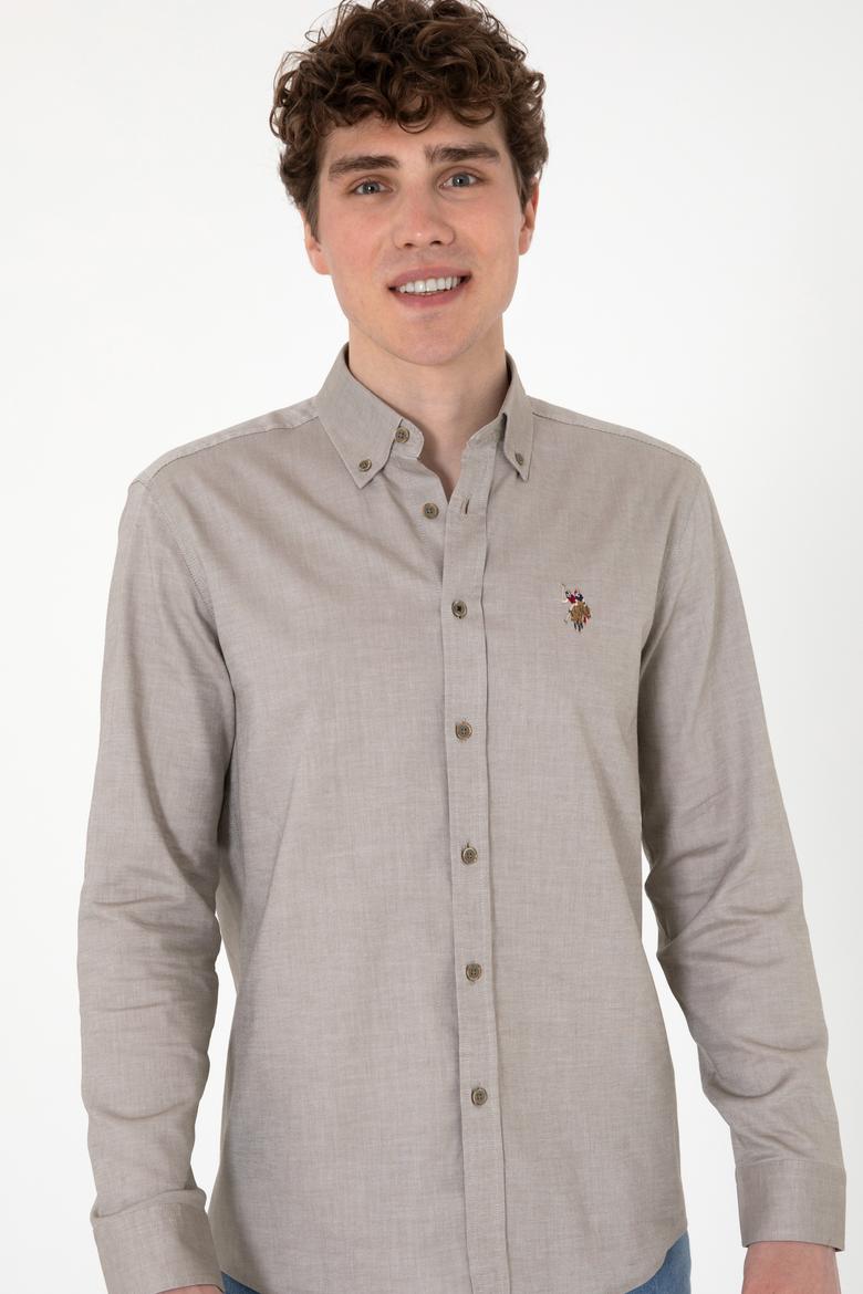 Erkek Vizon Uzun Kollu Basic Gömlek - 50297981040