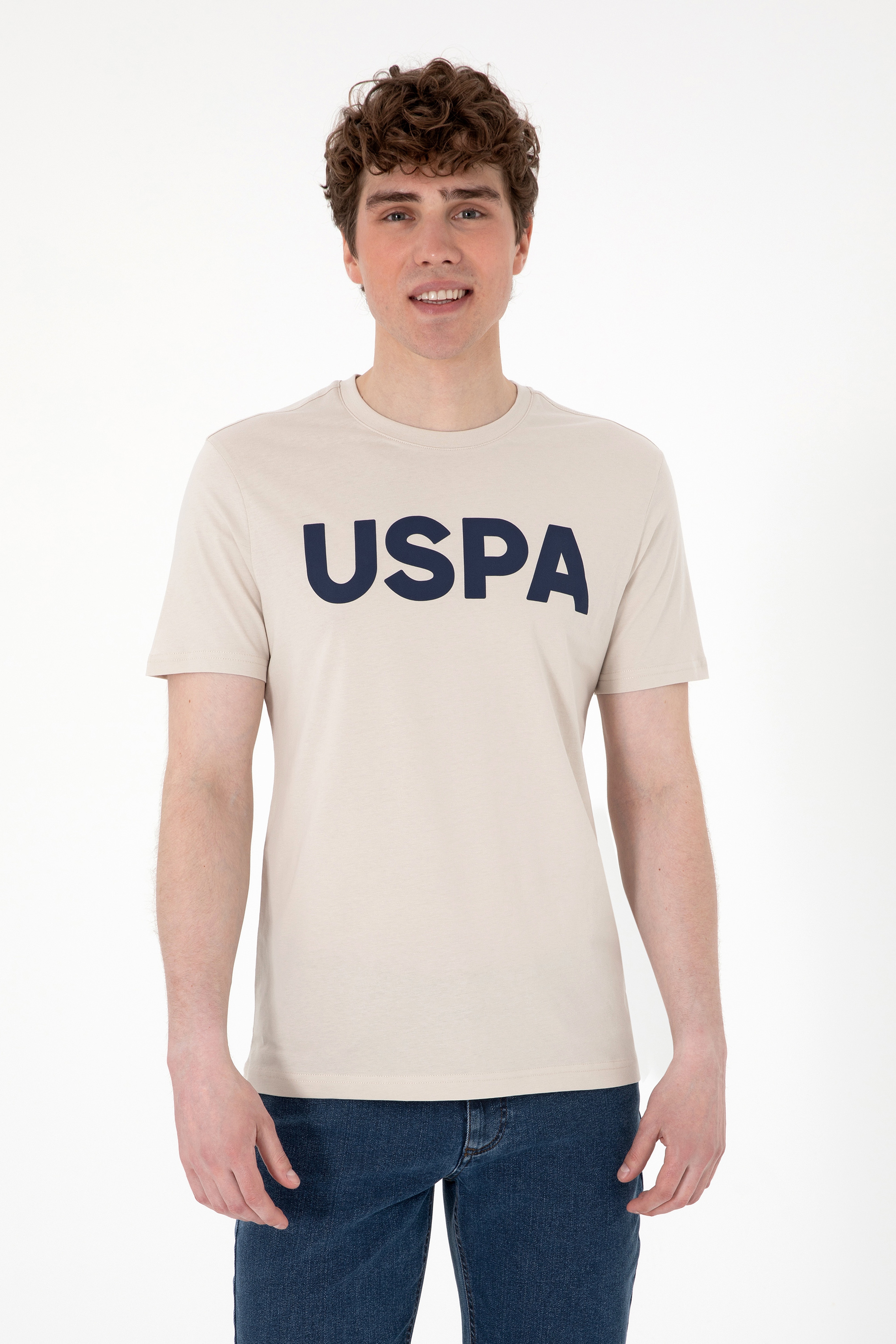 Erkek Regular Fit Bisiklet Yaka Taş Basic Tişört - Image 1