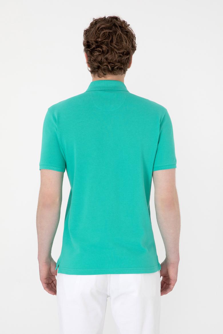 Erkek Slim Fit Polo Yaka Mint Basic Tişört - 50307699039