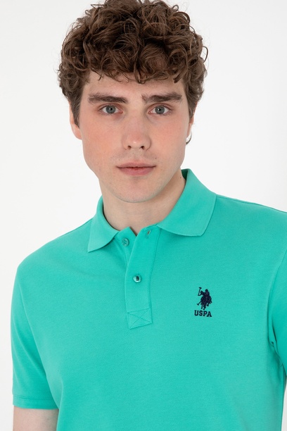 Erkek Slim Fit Polo Yaka Mint Basic Tişört