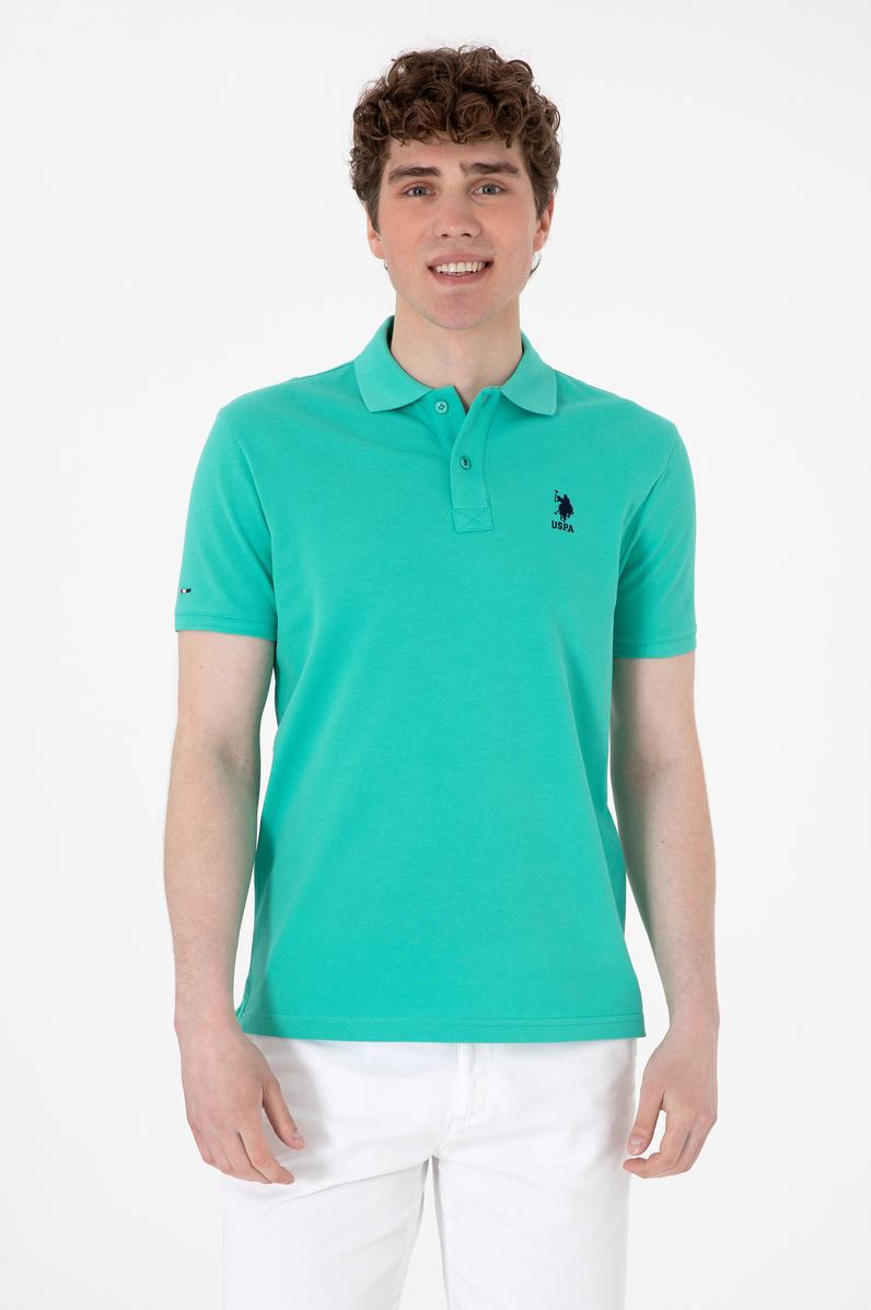Erkek Slim Fit Polo Yaka Mint Basic Tişört
