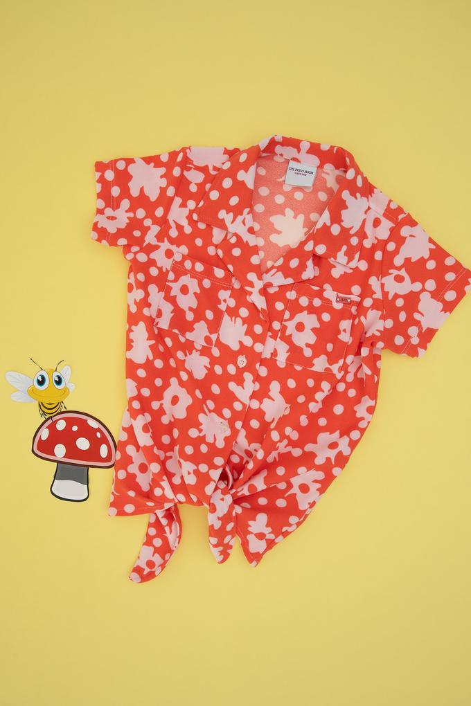 Kız Çocuk Nar Çiçeği Örme Gömlek