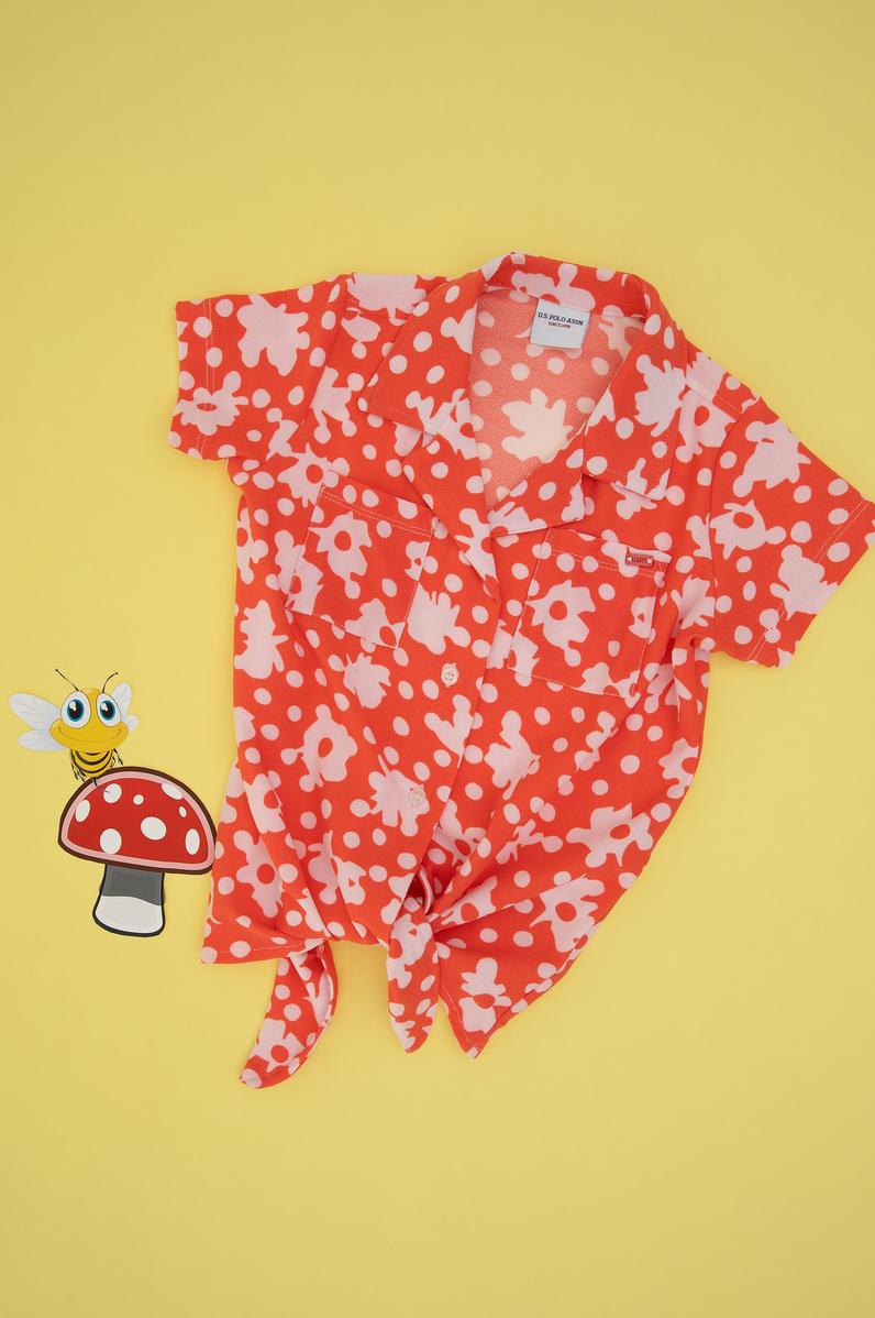 Kız Çocuk Nar Çiçeği Örme Gömlek