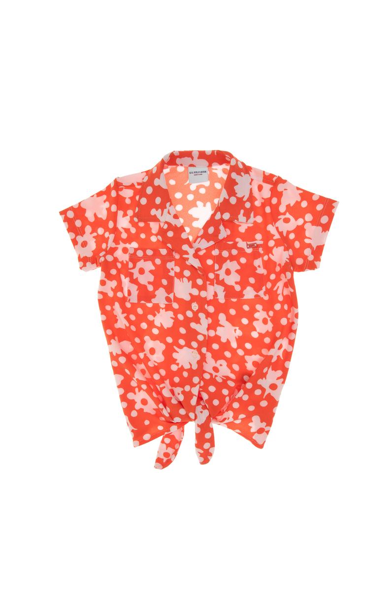 Kız Çocuk Nar Çiçeği Örme Gömlek