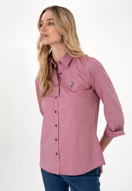 Kadın Vişne Uzun Kollu Basic Gömlek - 50295710069