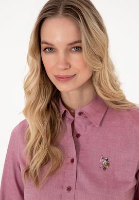 Kadın Vişne Uzun Kollu Basic Gömlek - 50295710069