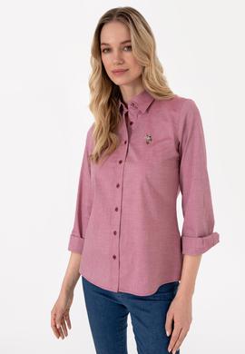 Kadın Vişne Uzun Kollu Basic Gömlek - 50295710069