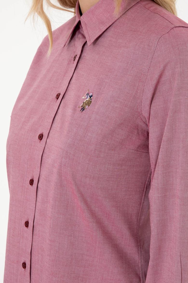 Kadın Vişne Uzun Kollu Basic Gömlek - 50295710069