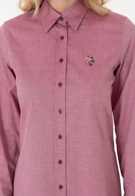 Kadın Vişne Uzun Kollu Basic Gömlek - 50295710069