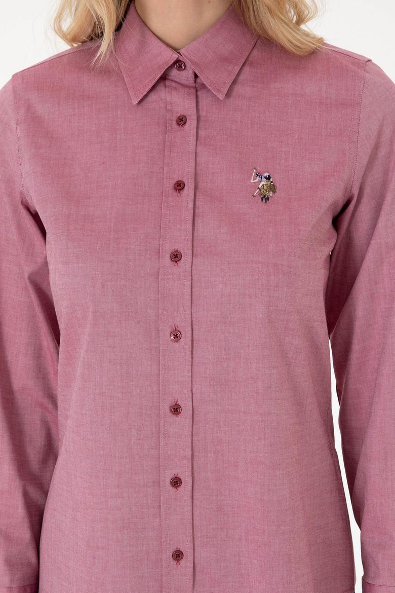 Kadın Vişne Uzun Kollu Basic Gömlek - 50295710069