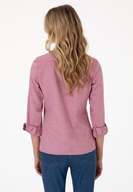 Kadın Vişne Uzun Kollu Basic Gömlek - 50295710069