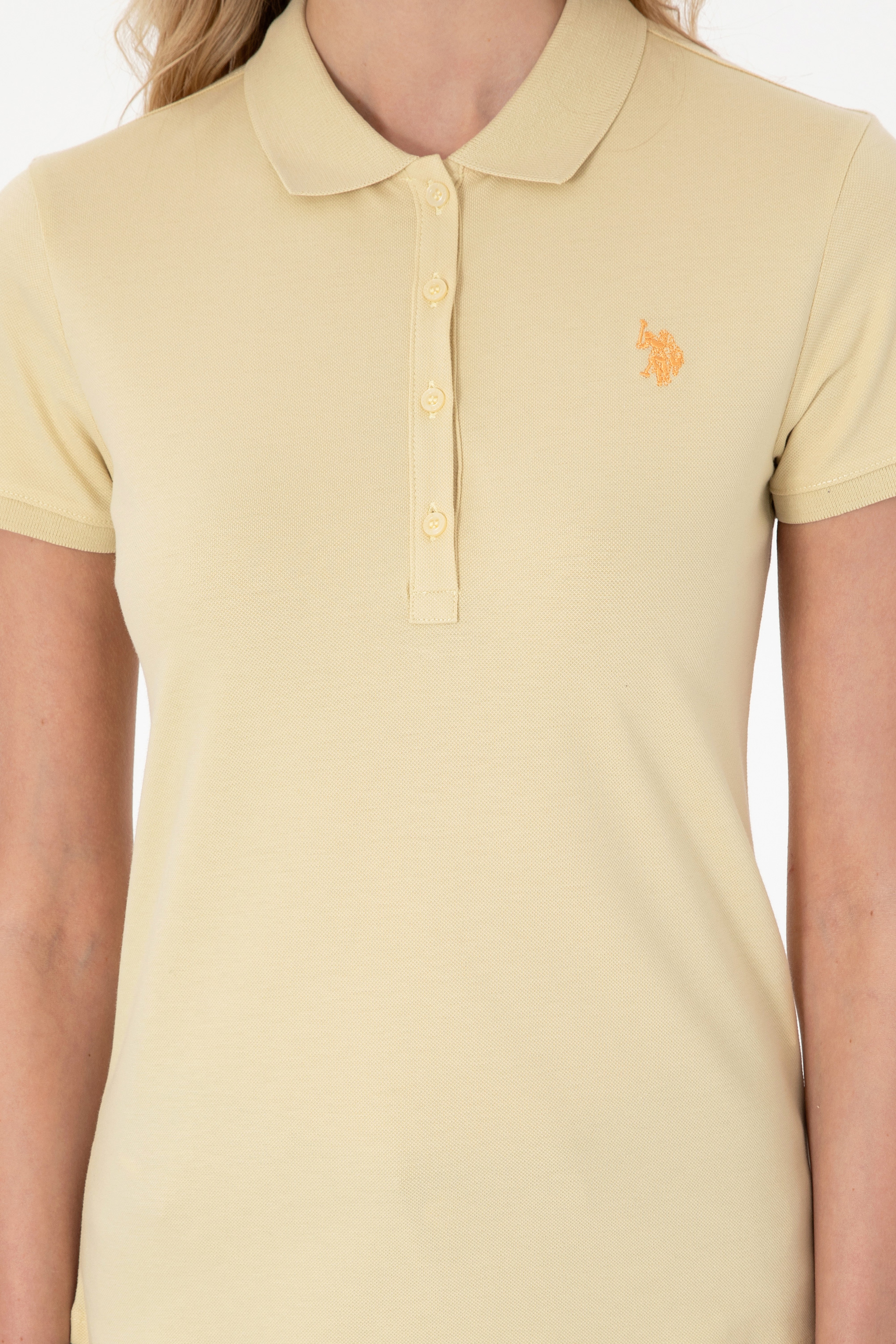 Kadın Açık Sarı Basic Polo Yaka Tişört
