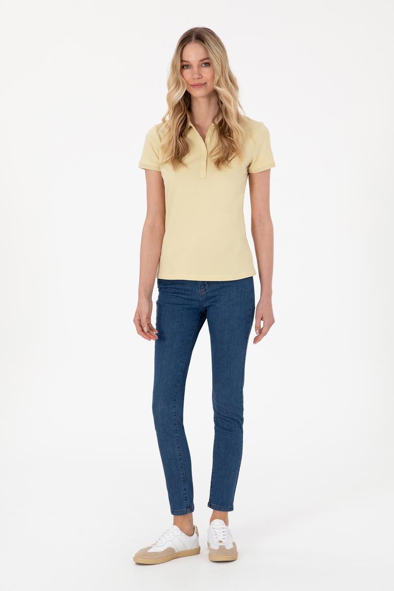 Kadın Açık Haki Basic Polo Yaka Tişört - 50300830081