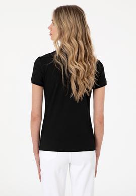 Kadın Siyah Basic Polo Yaka Tişört - 50300830056