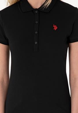 Kadın Siyah Basic Polo Yaka Tişört - 50300830056