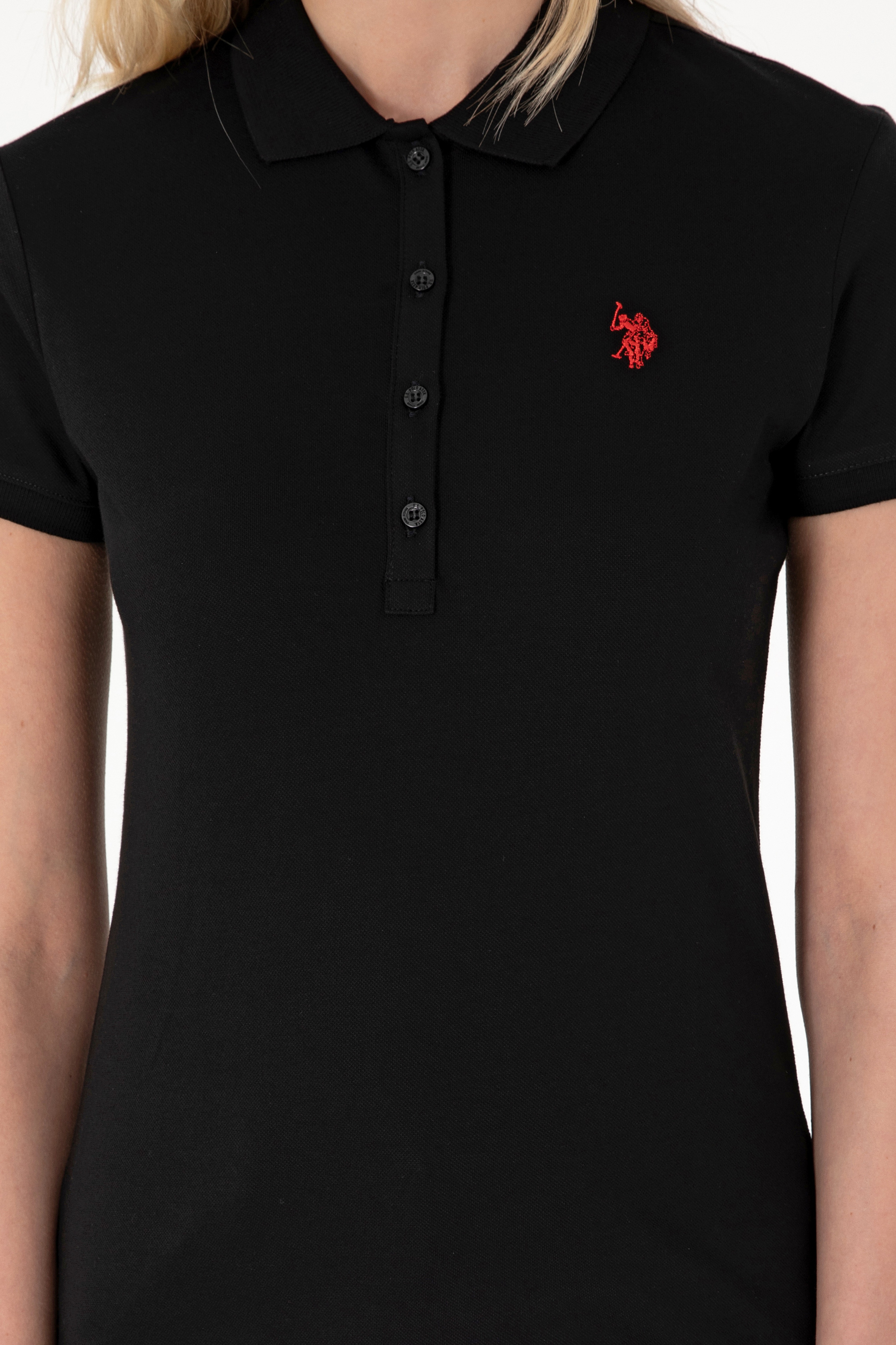 Kadın Siyah Basic Polo Yaka Tişört