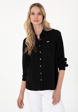 Kadın Siyah Uzun Kollu Gömlek - 50299631012