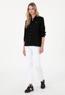 Kadın Siyah Uzun Kollu Gömlek - 50299631012