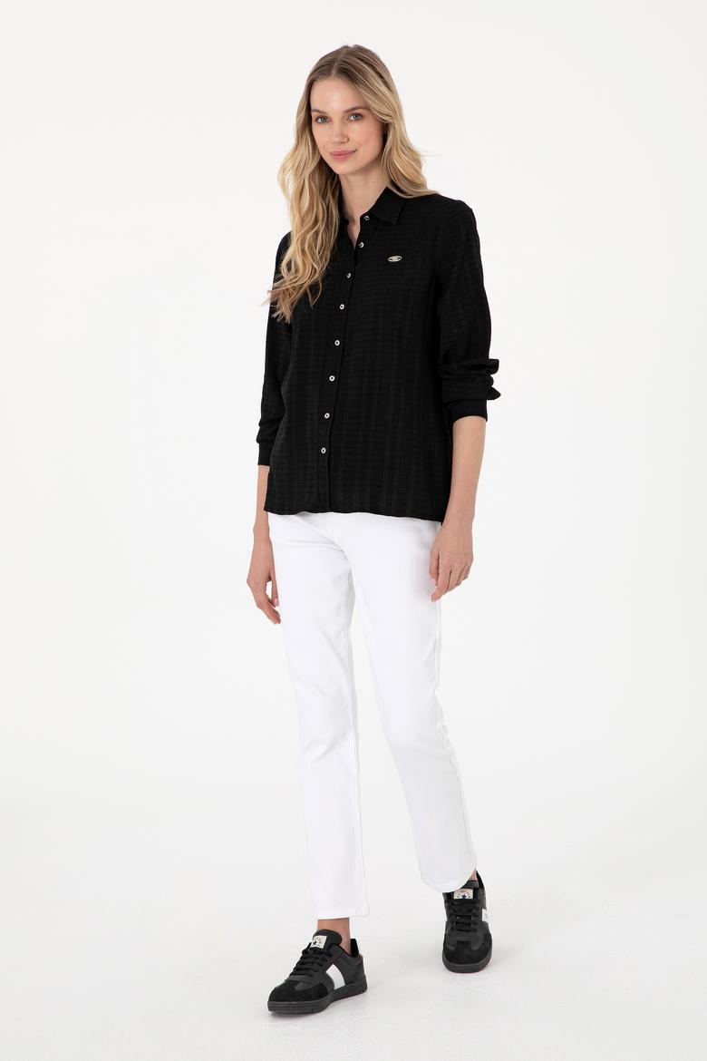 Kadın Siyah Uzun Kollu Gömlek - 50299631012