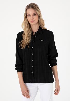 Kadın Siyah Uzun Kollu Gömlek - 50299631012