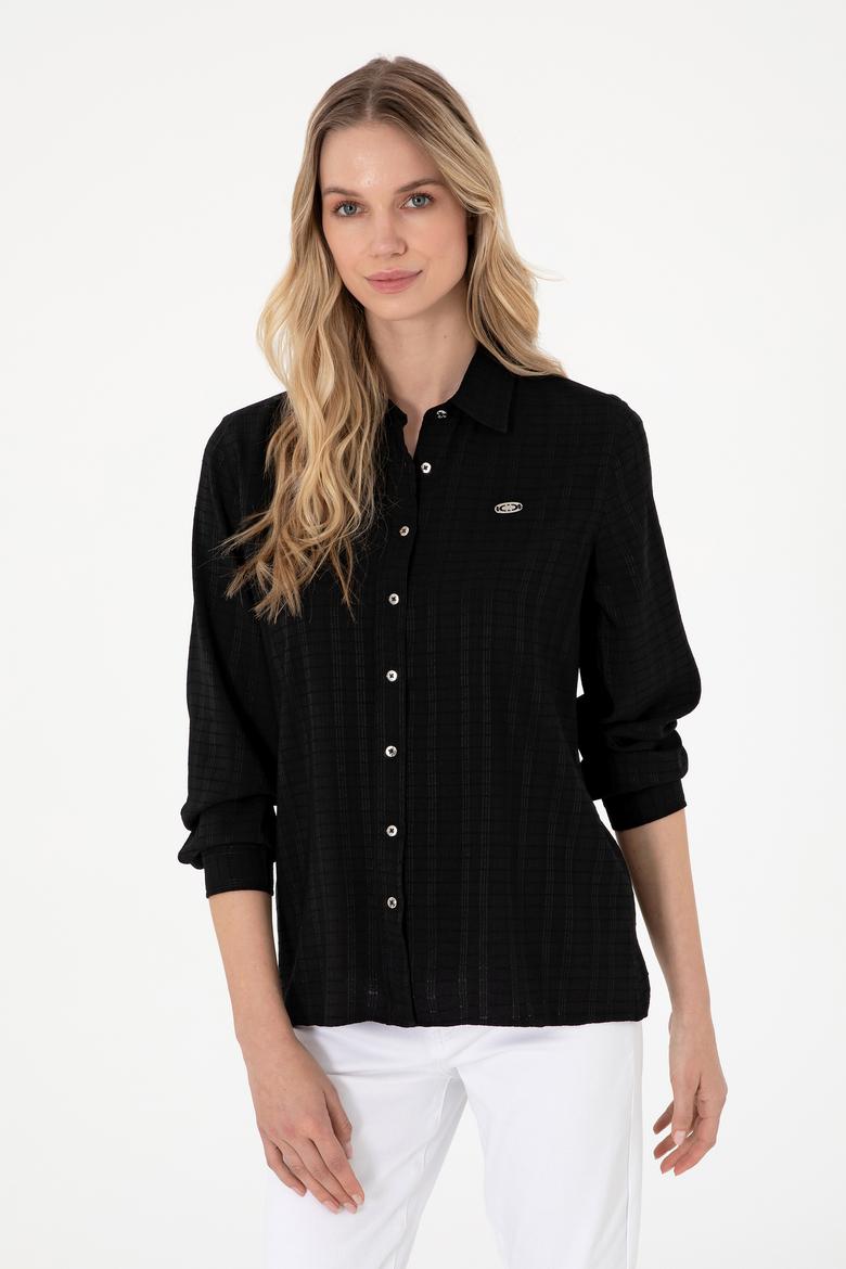 Kadın Siyah Uzun Kollu Gömlek - 50299631012