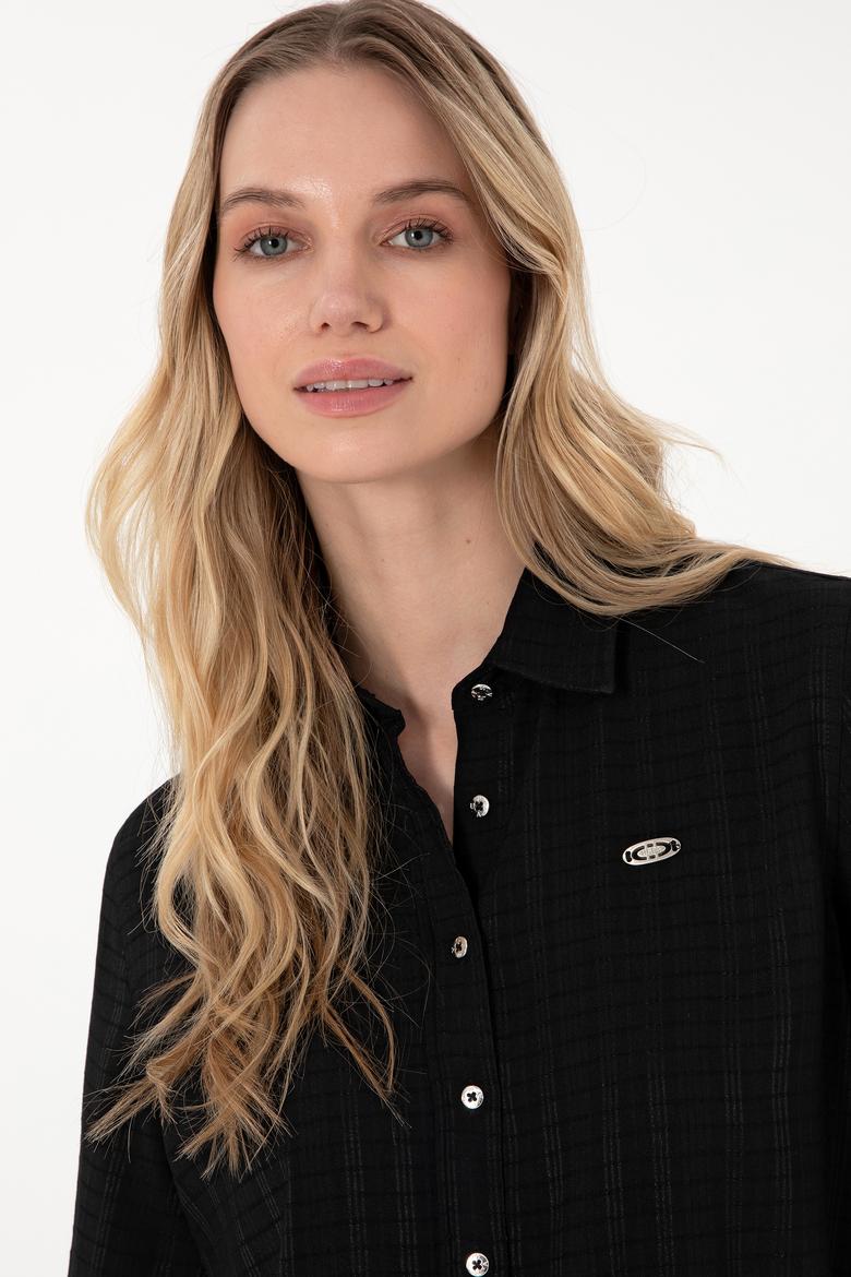 Kadın Siyah Uzun Kollu Gömlek - 50299631012