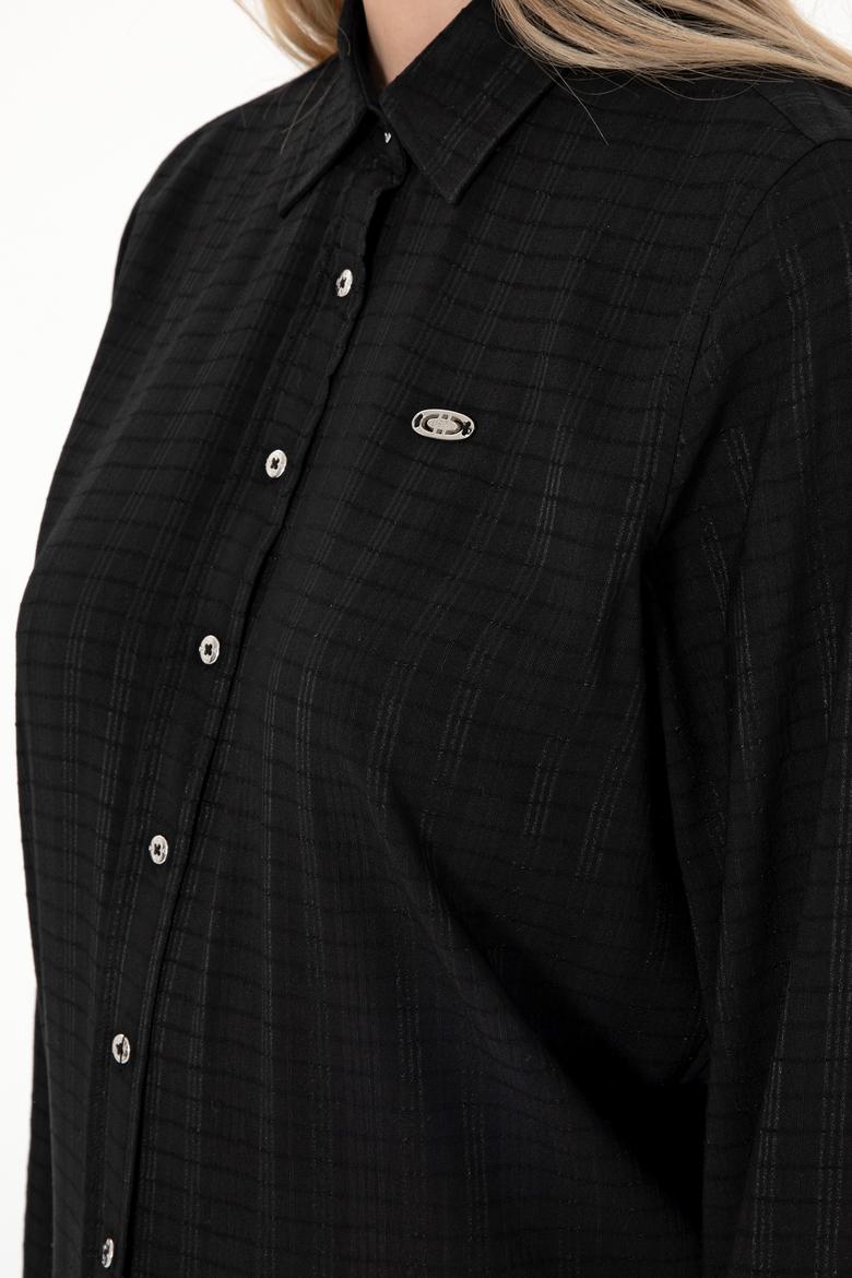Kadın Siyah Uzun Kollu Gömlek - 50299631012