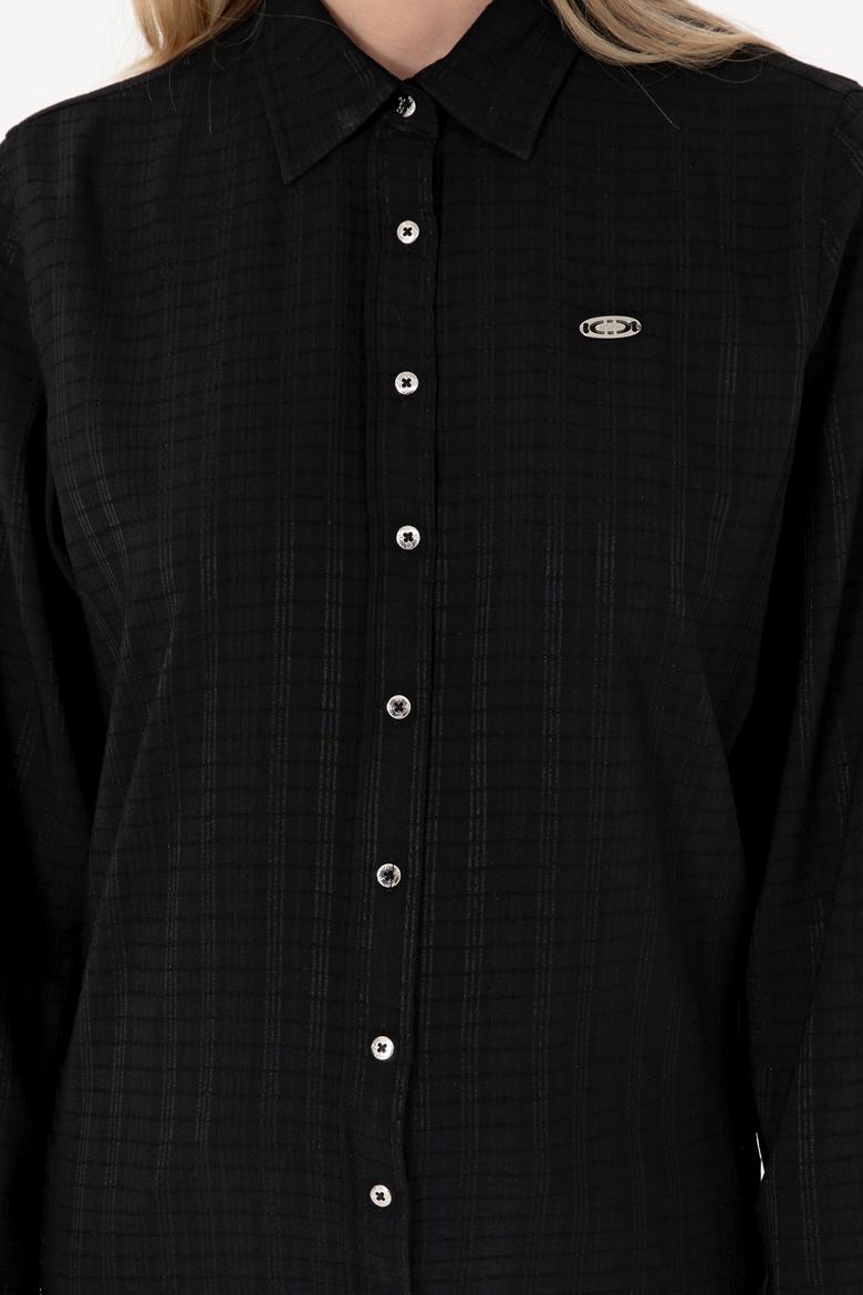 Kadın Siyah Uzun Kollu Gömlek - 50299631012