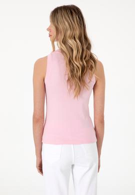 Kadın Açık Pembe Kolsuz Bisiklet Yaka Basic Tişört - 50305841110