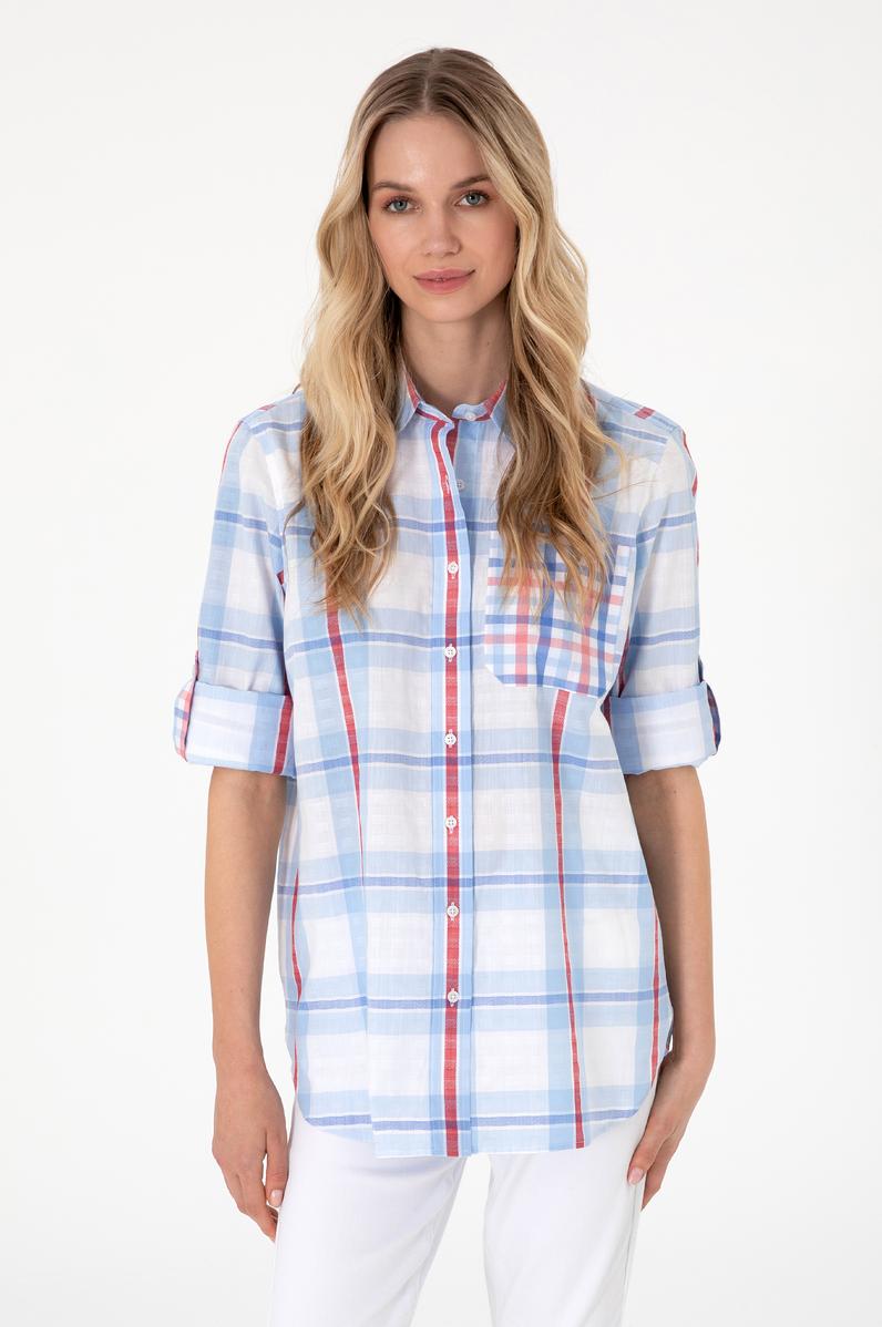 Kadın Açık Mavi Uzun Kollu Tunik Gömlek