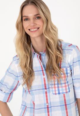 Kadın Açık Mavi Uzun Kollu Tunik Gömlek - 50299591002